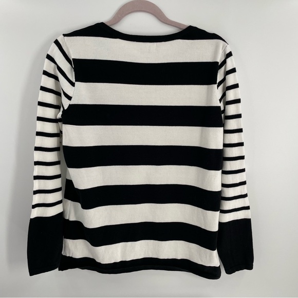 Tommy Hilfiger Wide Striped 100% Cotton Long Sleeve Boat Neck Pullover Sweater - Picture 6 of 9